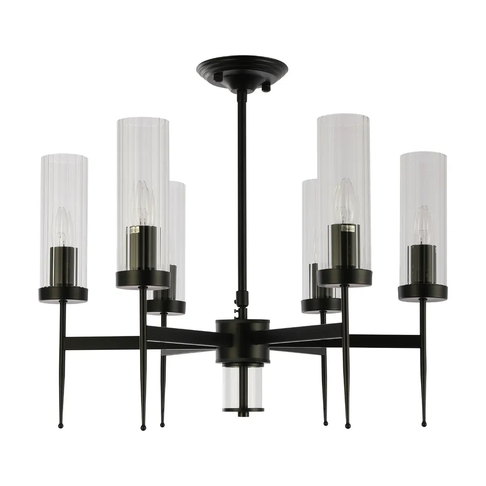 American Fluted Glass Chandelier Ceiling Light