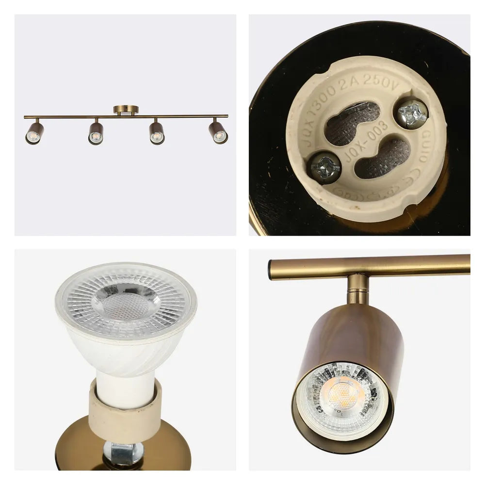 Details of the Antique Brass GU10 Spotlight Bar-172-030624