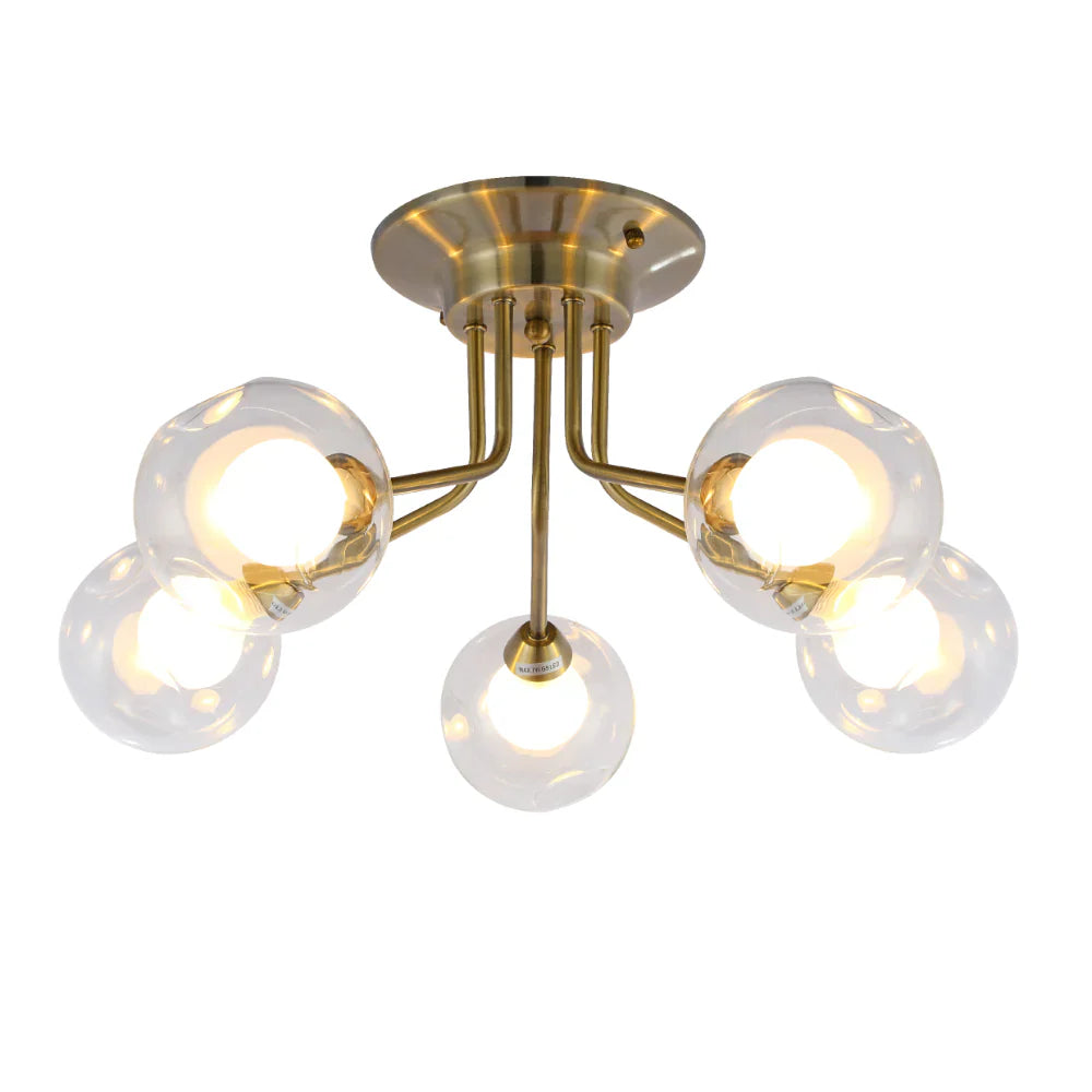 Main image of Antique Brilliance Dimpled Globe Light | Opal Essence Semi-Flush Mount | 5 or 8 Lamps | TEKLED 158-19692