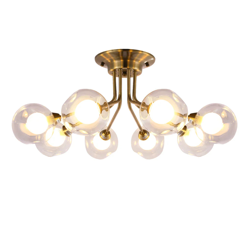 Main image of Antique Brilliance Dimpled Globe Light | Opal Essence Semi-Flush Mount | 5 or 8 Lamps | TEKLED 158-19694