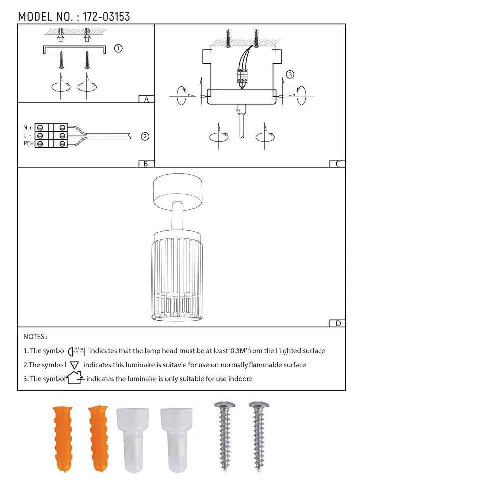 User manual for Aria Cage-Bar Adjustable GU10 Spotlight-172-03153