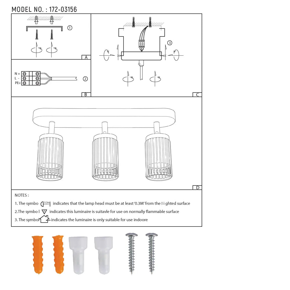 User manual for Aria Cage-Bar Adjustable GU10 Spotlight-172-03156