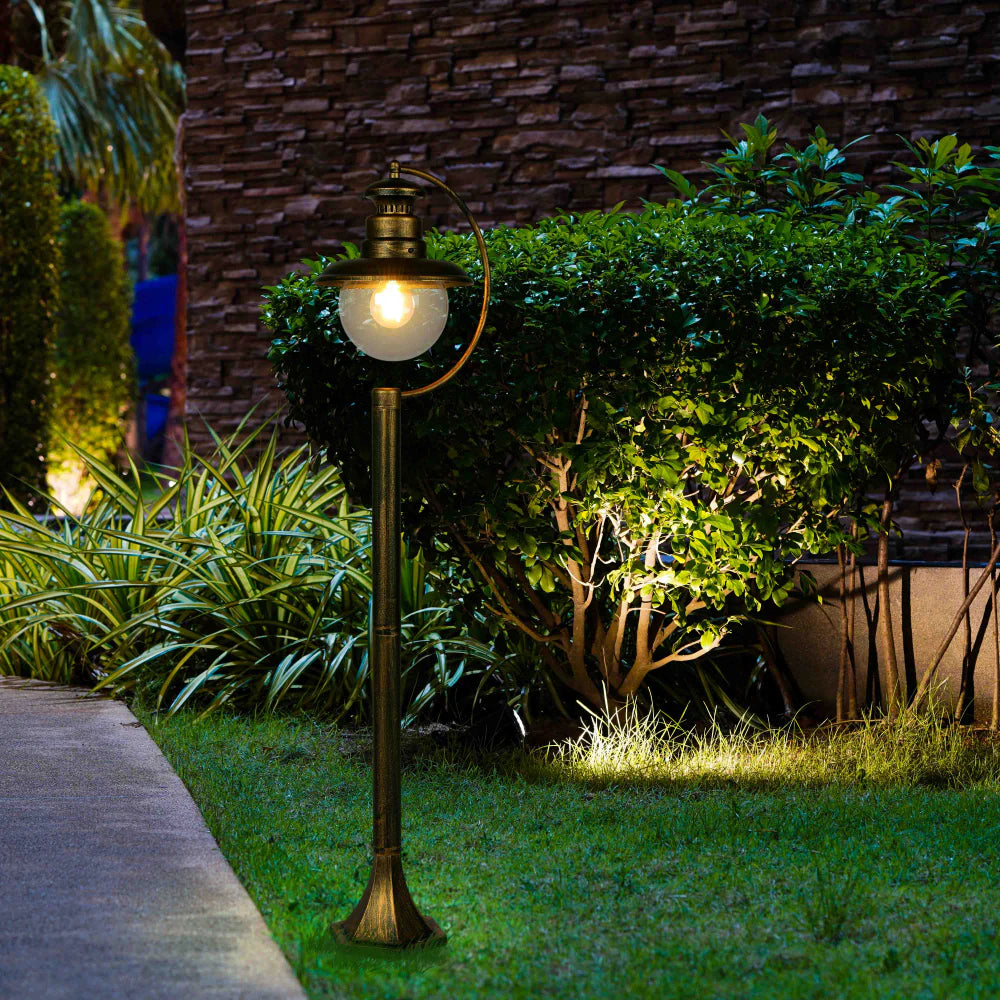 Artu Outdoor Pathway Bollard Lawn Light E27 Black With Golden