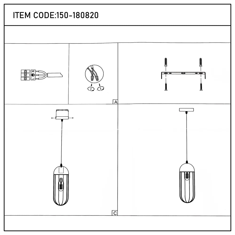 User manual for Aurelia Black & Gold Cage Pendant Light-150-180820