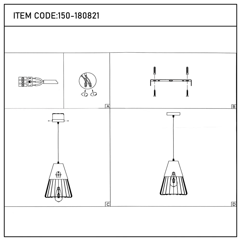 User manual for Aurelia Black & Gold Cage Pendant Light-150-180821