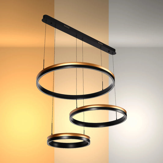 Black and Gold Modern LED Pendant Light - Single, Double, Triple Tier and Oblong