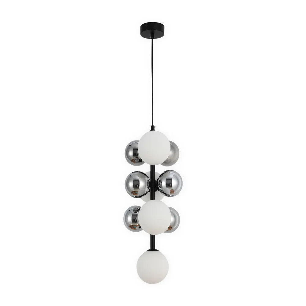 Chandelier TEKLED Black Chandelier 68100-10 Milky+Smoke Glass 10xG9(TEKLED)-159-18284--159-18284