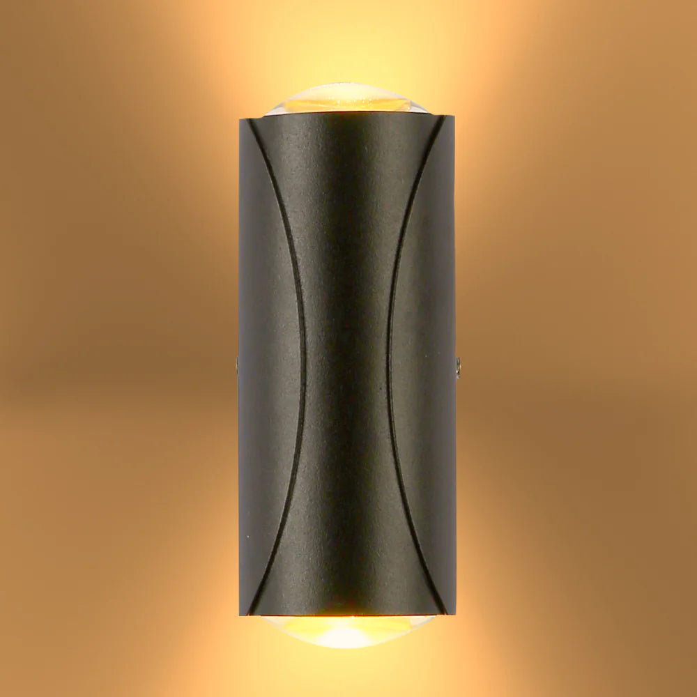 Black Corrugated Up Down Outdoor Modern LED Wall Light