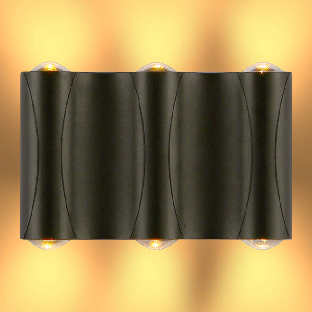 Black Corrugated Up Down Outdoor Modern LED Wall Light