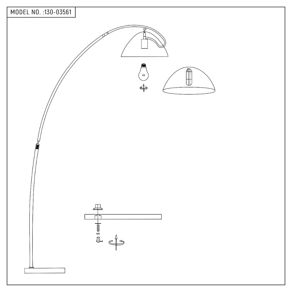 Black Elegance Curved Floor Lamp with Dome Shade