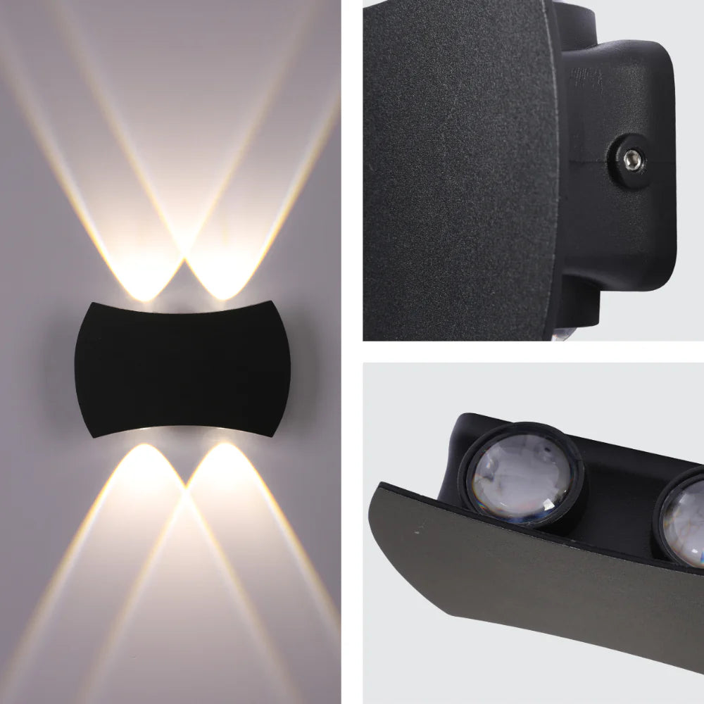 Black Up Down Outdoor Modern LED Wall Light 4000K