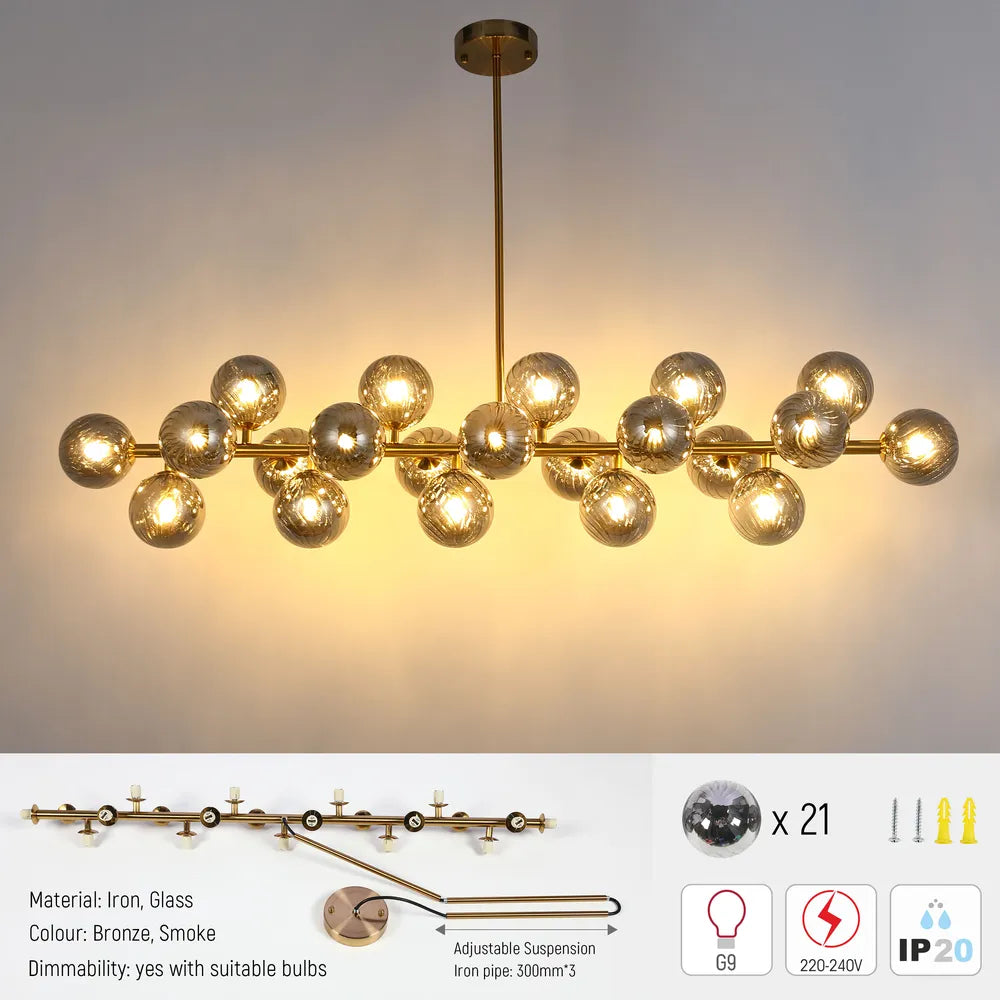 Details of the Bronze Chandelier 67016-21B Smoke Glass 21xG9(TEKLED)-159-18256-159-18256