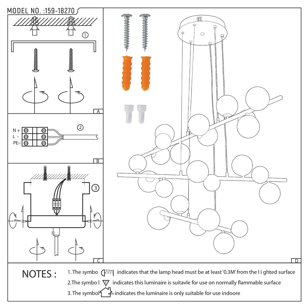 User manual for Bronze Chandelier 67029-24 Milky Glass 24xG9(TEKLED)-159-18270-159-18270