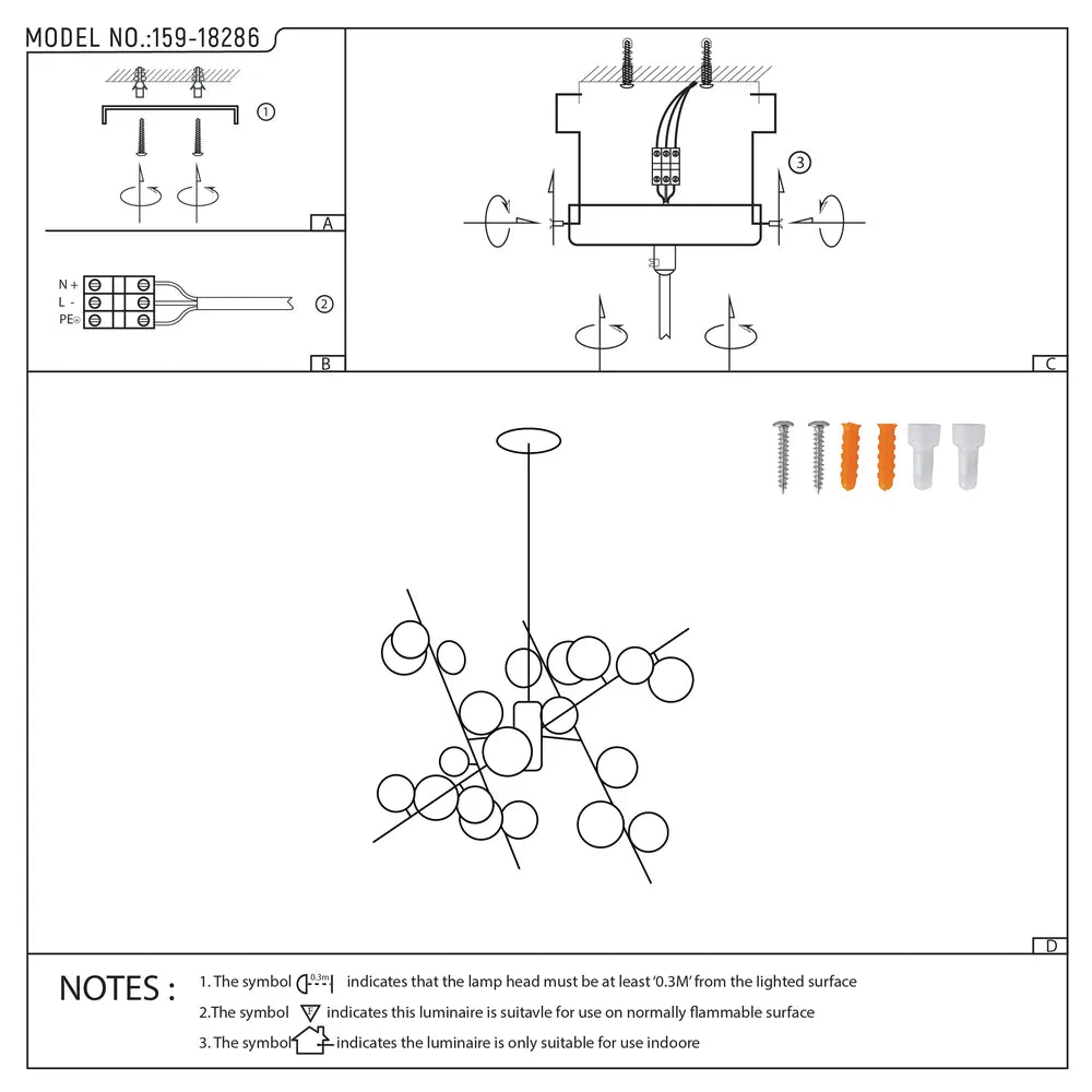 User manual for Bronze Chandelier 68119-B Amber Glass 24xG9(TEKLED)-159-18286-159-18286