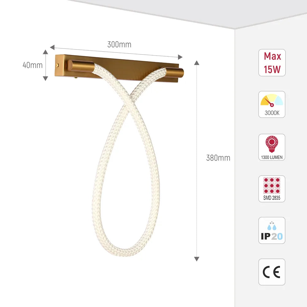 Size and technical specs of the Bronze LED Wall Light 39292 3000K(TEKLED)-151-20068-151-20068