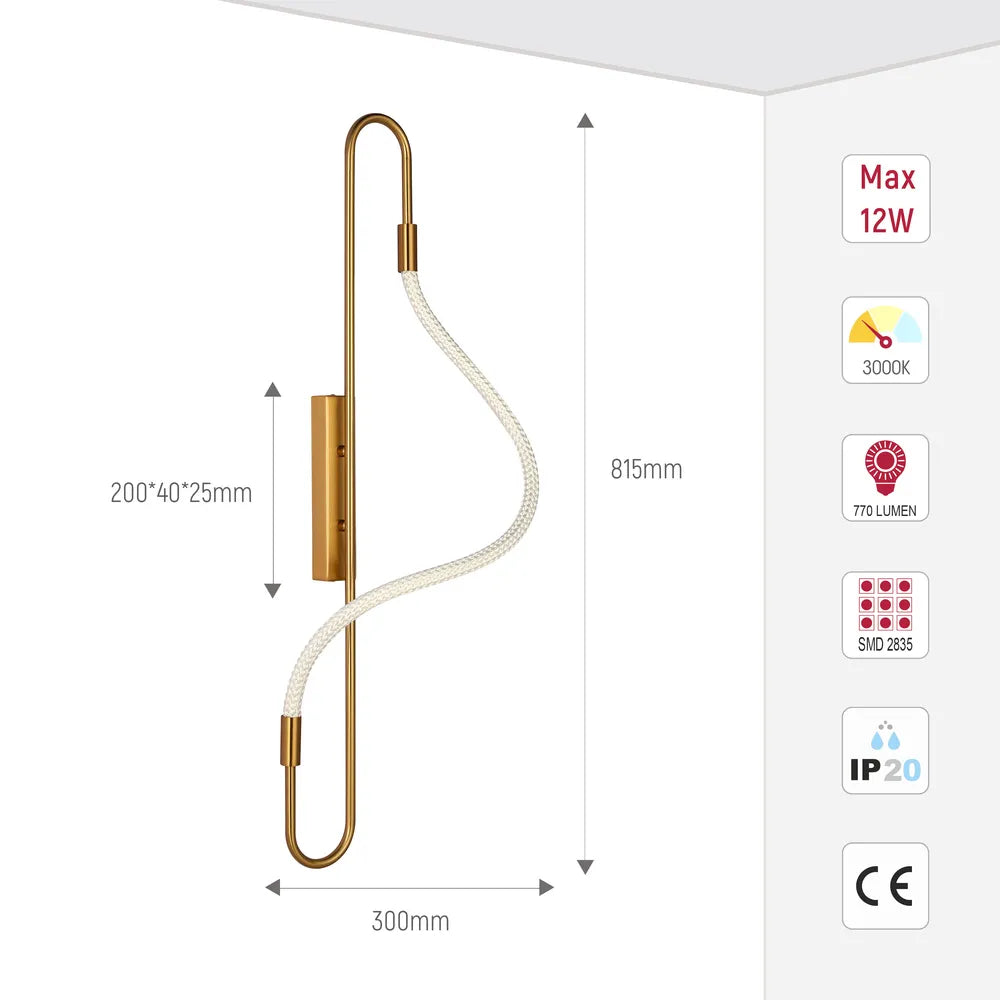 Size and technical specs of the Bronze LED Wall Light 39302 3000K(TEKLED)-151-20080-151-20080