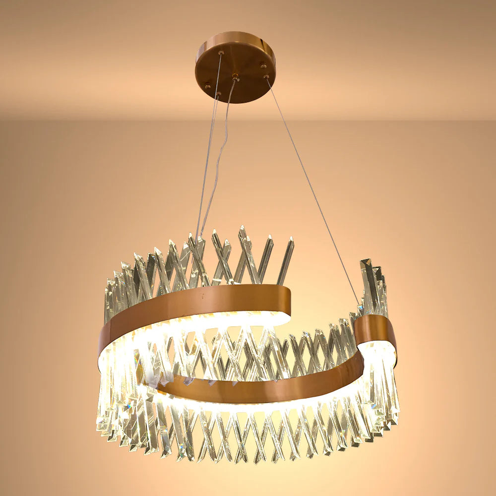 Brushed Bronze Metal Crystal Built-in LED Modern Contemporary Glam Kitchen Island Chandelier Ceiling Light