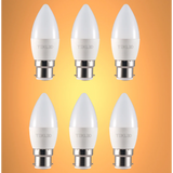 Cetus LED Candle Bulb C37 Dimmable B22 Bayonet Cap 6W Pack of 6