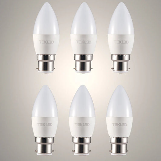 Cetus LED Candle Bulb C37 Dimmable B22 Bayonet Cap 6W Pack of 6