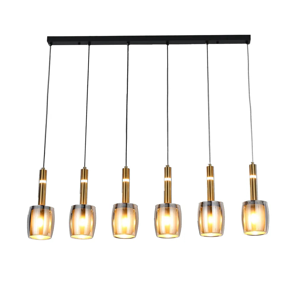 Chandelier TEKLED Chandelier 66898-6C Smoke Glass 6xE27+LED 3000K(TEKLED)-159-18308--159-18308