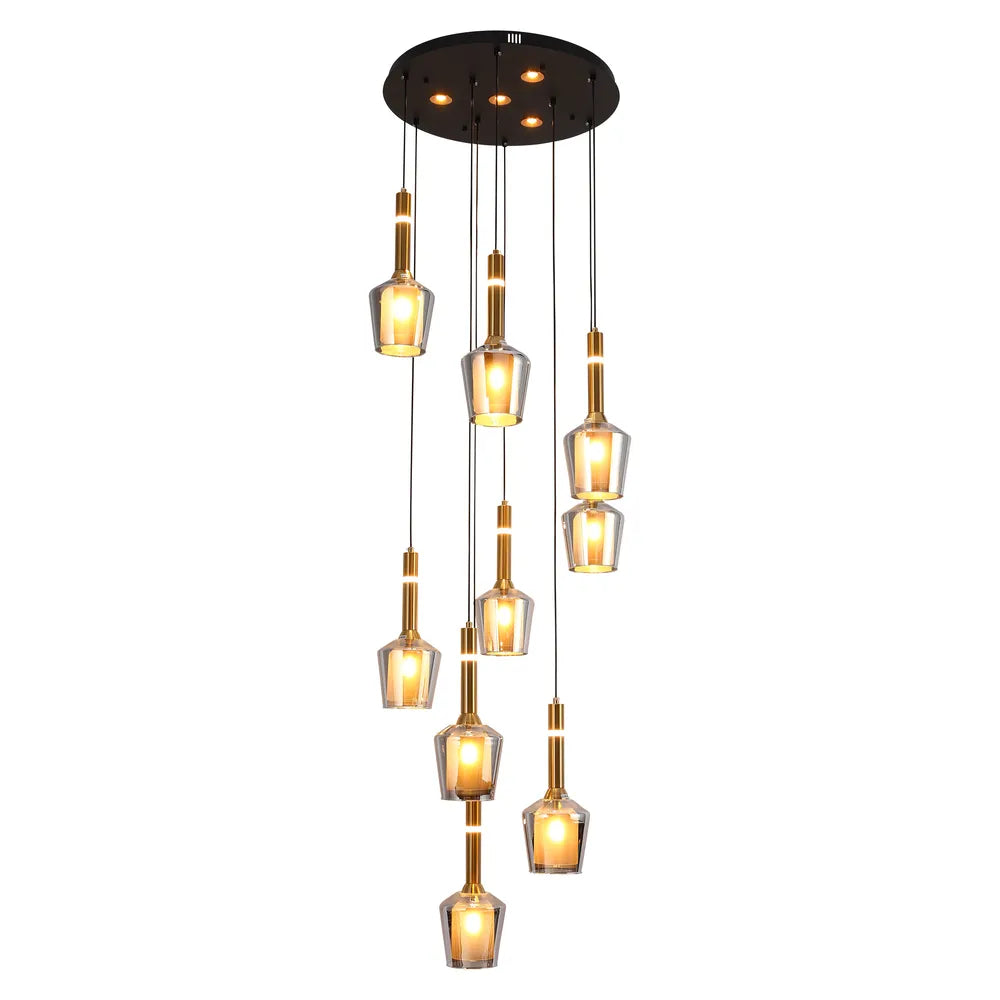 Chandelier TEKLED Chandelier 66967-9A Smoke Glass 9xE27+LED 3000K(TEKLED)-159-18300--159-18300