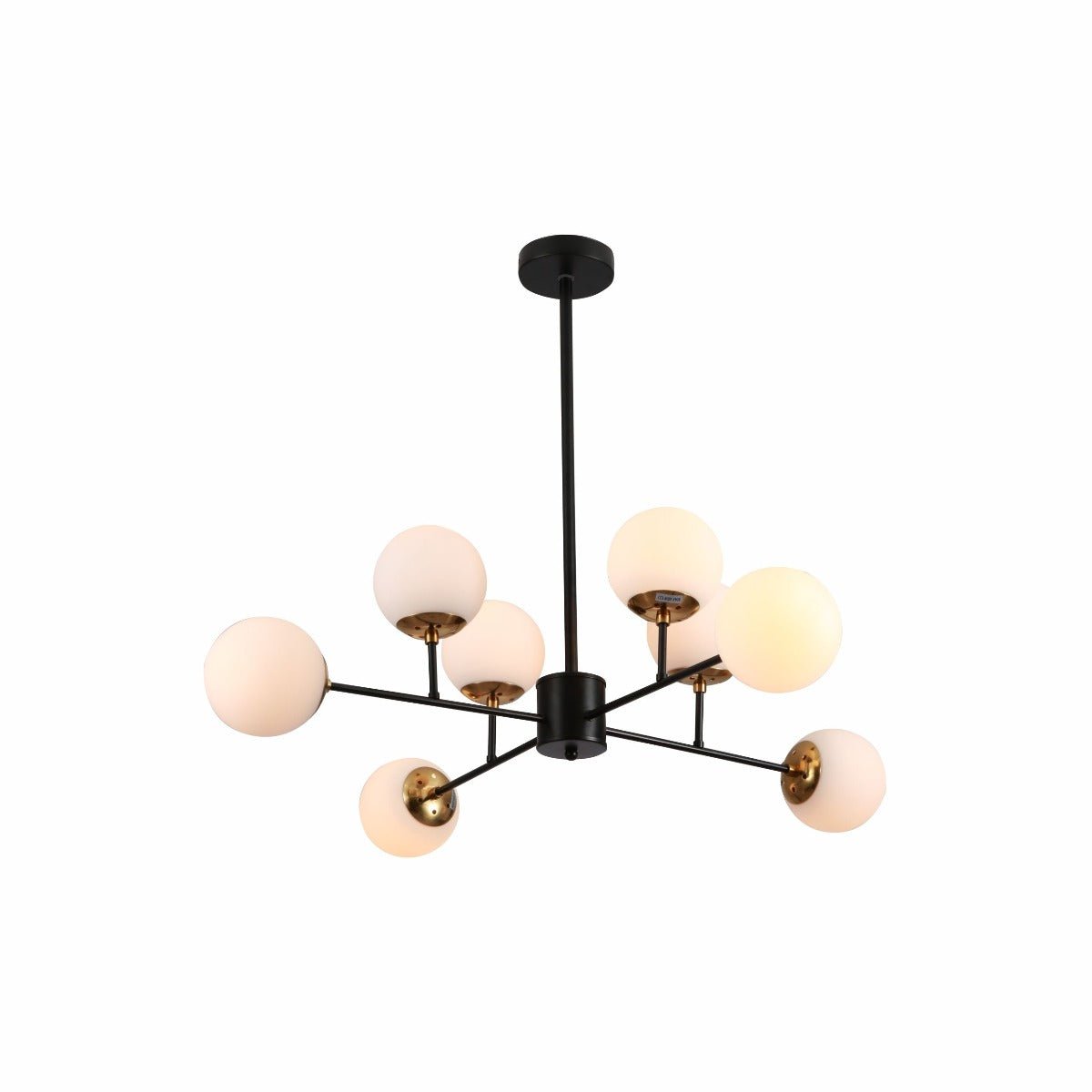 Main image of Chandelier Stilnovo Opal Globe Black Body with 8xE27 Fitting | TEKLED 159-17322