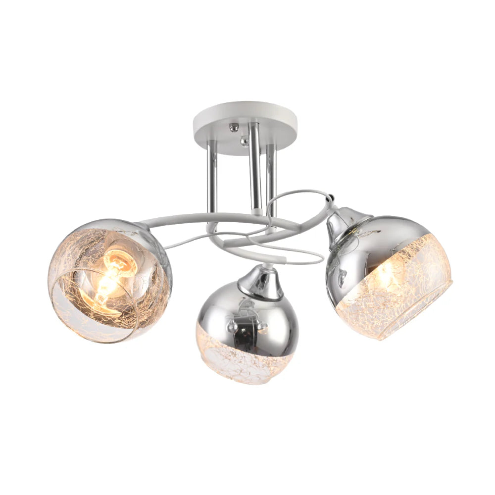 Chrome Metal Partial Mirror Cone Glass Ceiling Light E27