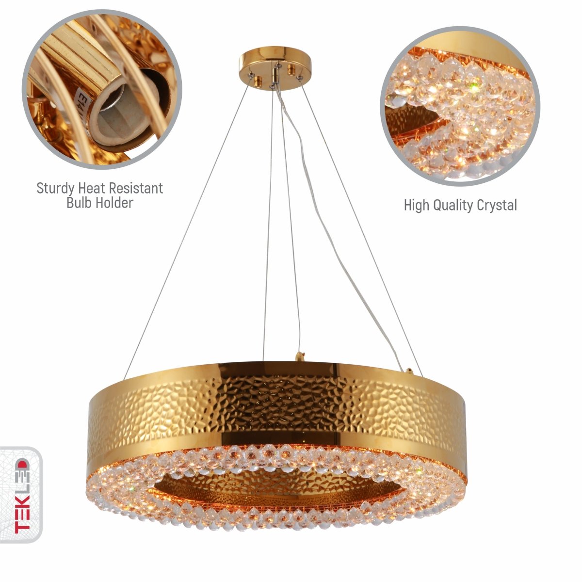 Close up shots of Ball Crystal Gold Metal Chandelier D600 with 8XE14 Fitting | TEKLED 156-19564