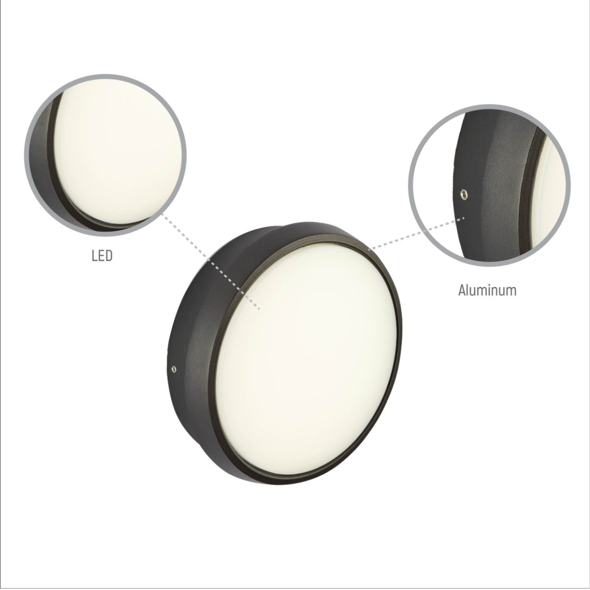 Close up shots of Black Ring Moonlight Outdoor Modern LED Wall Light | TEKLED 183-03318