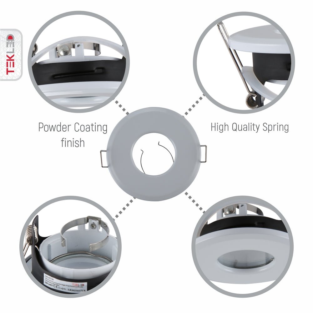 Close up shots of IP65 Fixed Diecasting Downlight Terminal Bracket And Junction Box White | TEKLED 143-03730