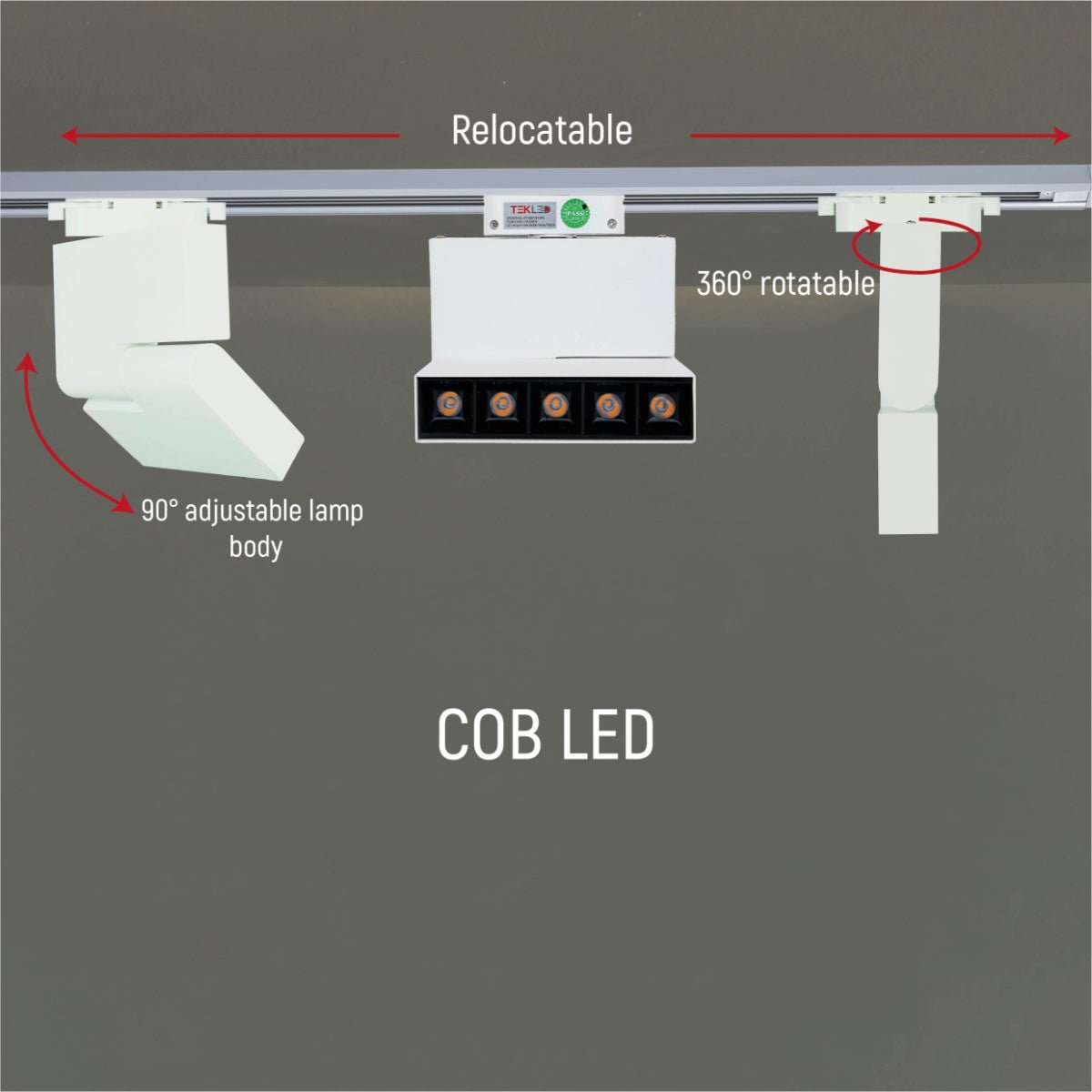 Close up shots of LED Mirage Blade Tracklight 10W Cool White 4000K Black IP20 | TEKLED 174-03830