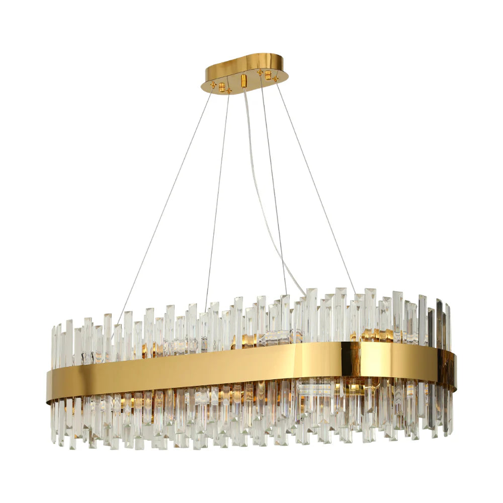 Main image of Coffin Crystal Gold Metal Island Chandelier L900 with 18xE14 Fitting | TEKLED 156-19562