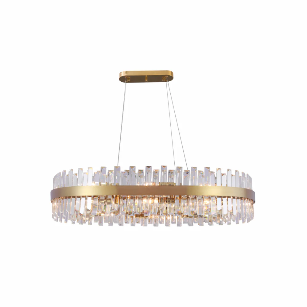 Coffin Crystal Gold Metal Chandelier Ceiling Light E14