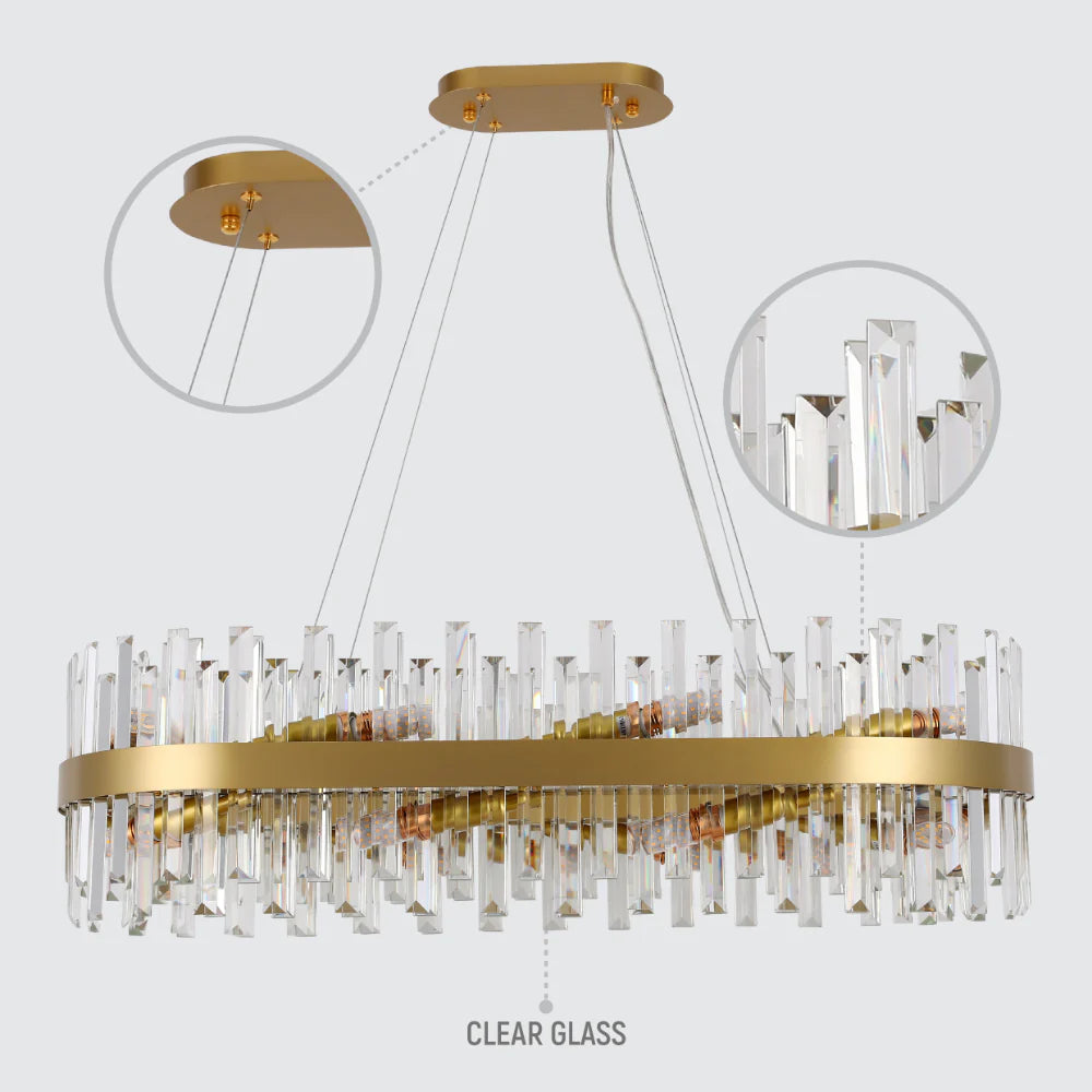 Details of Coffin Crystal Gold Metal Island Chandelier L900 with 18xE14 Fitting | TEKLED 156-19562