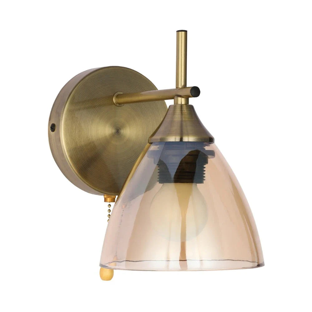 Modern Cone Glass Wall Light E27 with Pull Down Switch