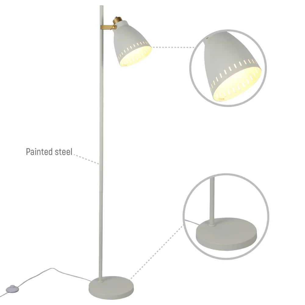 Cone-Shaded Floor Lamp with Gold Detailing & Decorative Shade - Versatile Colours