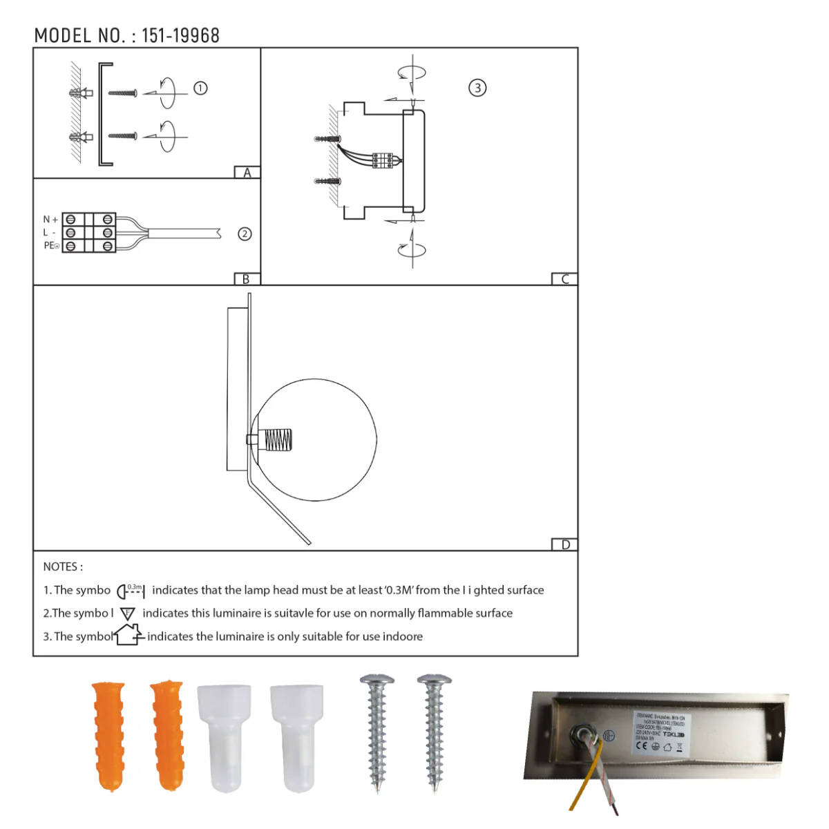 Technical specs of Contemporary Adjustable Globe Wall Sconce Light 151-19968