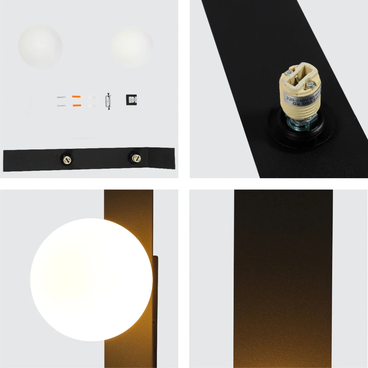 Close shots of Contemporary Adjustable Globe Wall Sconce Light 151-19970