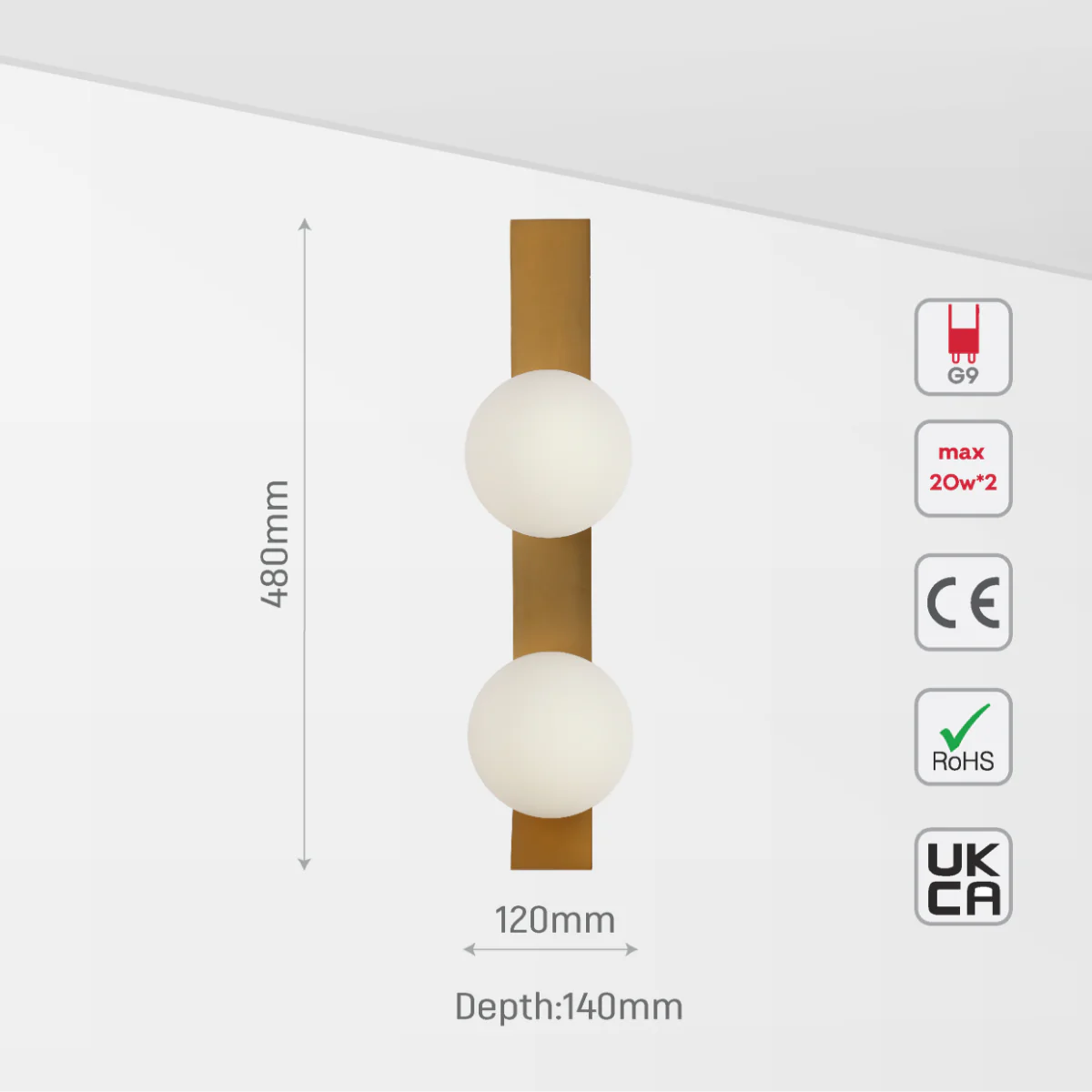 Size and certifications of Contemporary Adjustable Globe Wall Sconce Light 151-19972