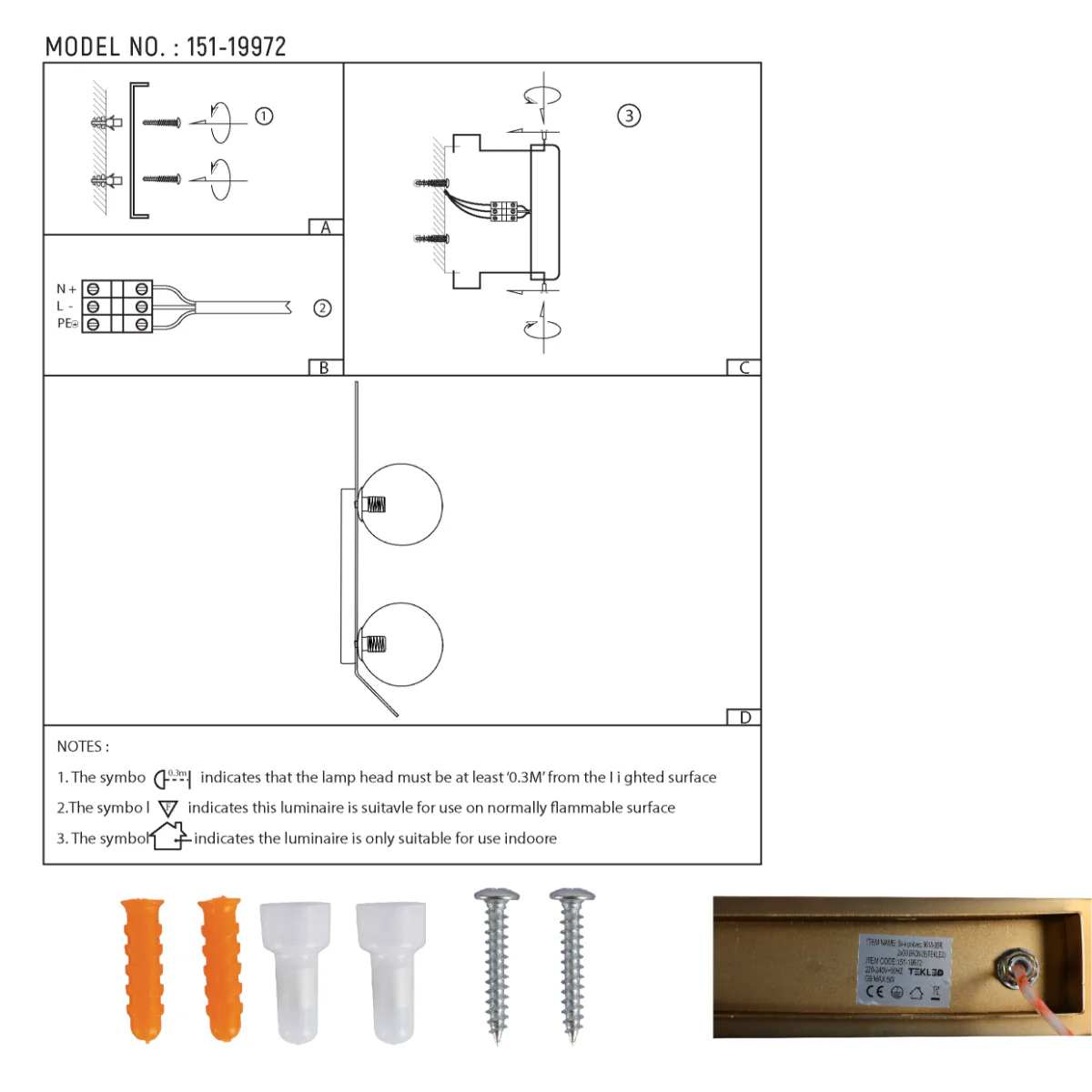 Technical specs of Contemporary Adjustable Globe Wall Sconce Light 151-19972