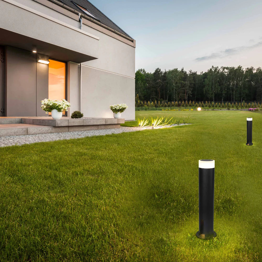 Cortez Black Outdoor Garden Bollard Post Pathway Light 3000K 10W