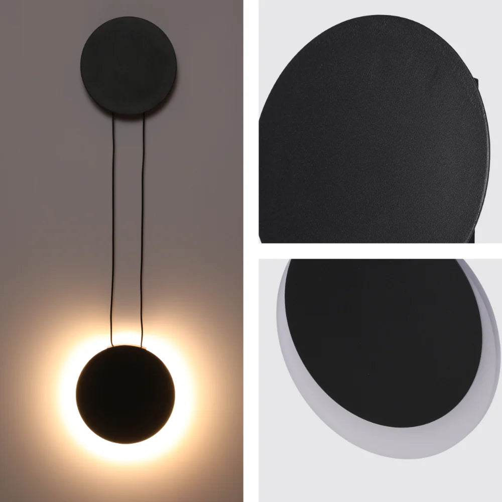 Crescent Sunset Lunar Eclipse Modern Nordic LED Wall Light Black 3000K 8W