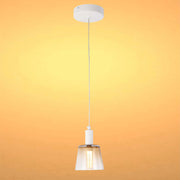 Cross-Hatch Textured Glass Pendant Light - E27 Fitting, 110mm Diameter