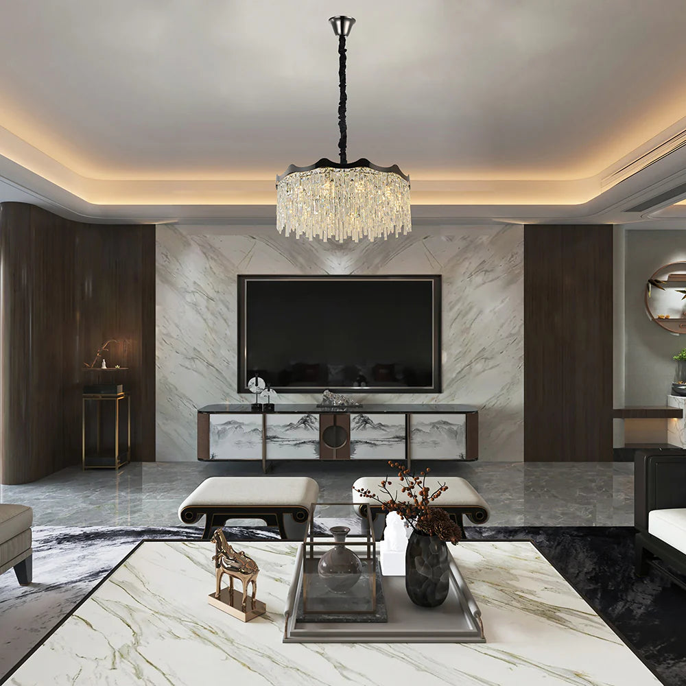 Interior application of Crown Crystal Chandelier Ceiling Light | TEKLED 159-18093