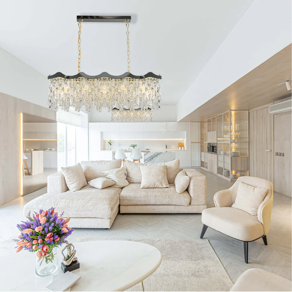 Interior application of Crown Crystal Chandelier Ceiling Light | TEKLED 159-18094