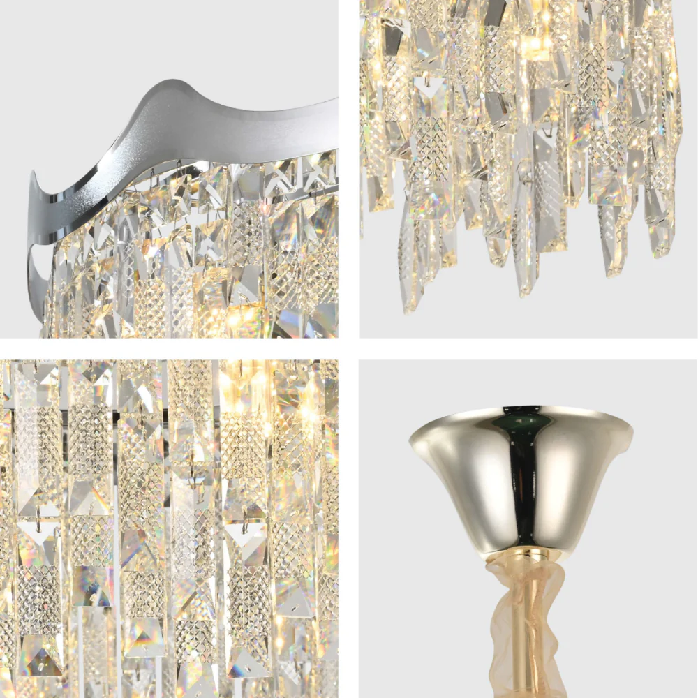 Close up of Crown Crystal Chandelier Ceiling Light | TEKLED 159-18099