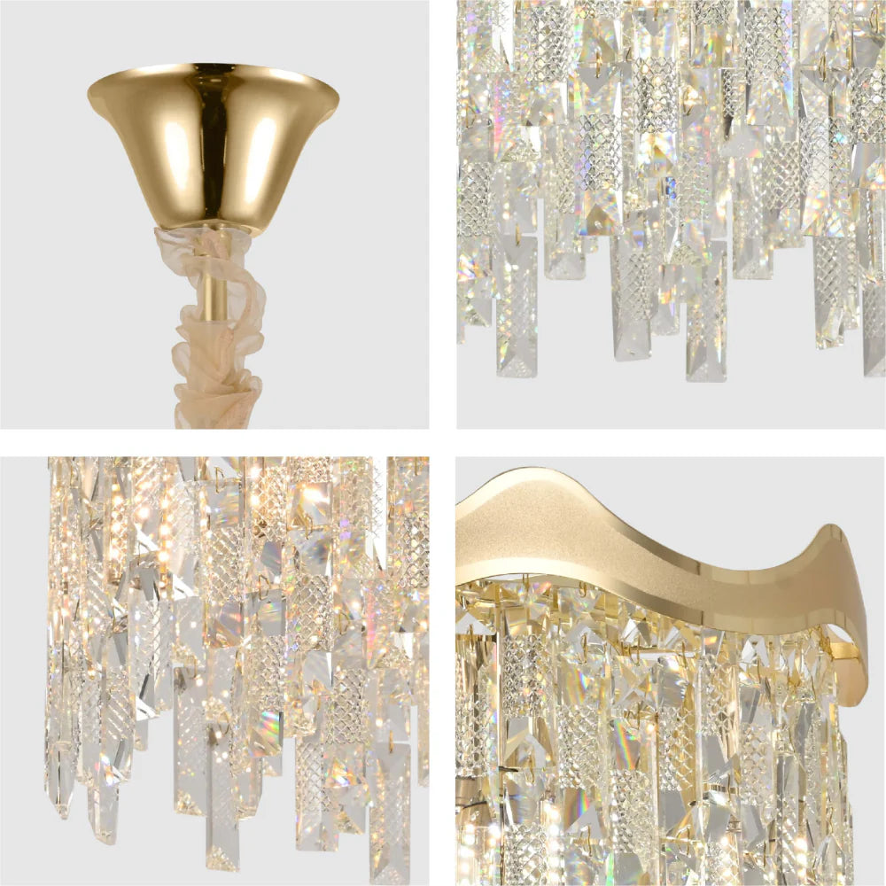 Close up of Crown Crystal Chandelier Ceiling Light | TEKLED 159-18095