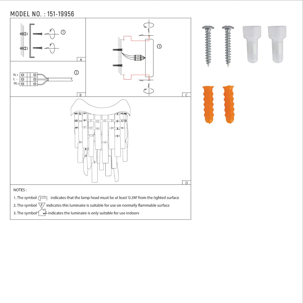 User manual for Crown Crystal Chandelier Wall Light | TEKLED 151-19956