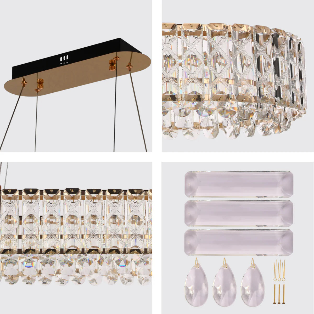 Close shots of Crystal Gold Pendant Chandelier Light with Remote Control 159-18217