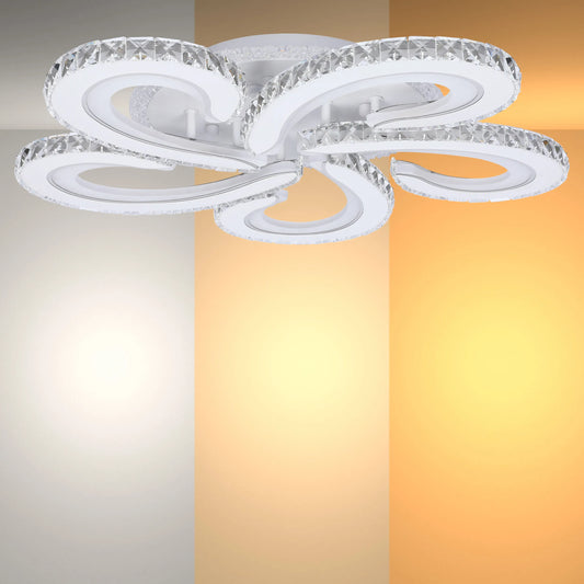 Crystal LED Ceiling Lights - Floral, Double Ring, Double Square, Quadruple Ring Designs